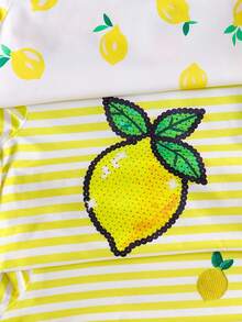 3pcs/Set Girls Toddler Digital Print Short Sleeve Round Neck T-Shirts, Spring/Summer - Multicolor - View 4
