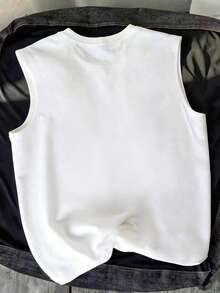 Manfinity LEGND 男士休闲印花无袖背心 - 白色 - 查看 3