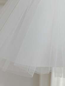 Glamorique Kids 女婴白色网纱缎面无袖连衣裙，花卉刺绣露背蝴蝶结装饰，简约度假风连衣裙，适合婚礼、生日、派对、舞台表演等场合，公主风 - 米色 - 查看 8