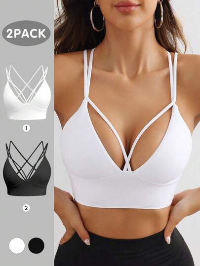 Velisys Kadınlar için Düz Renk Minimalist Günlük Çapraz Askılı Spor Sütyeni