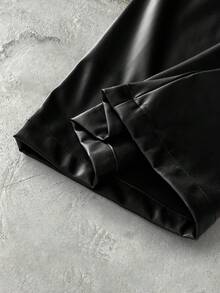 NEON BLANC 男士休闲时尚街头通勤刺绣PU皮喇叭裤 - 黑色 - 查看 5