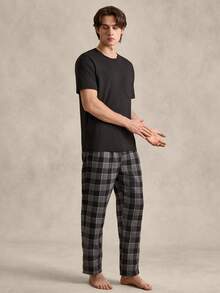 EverLounge Men Solid Tee & Gingham Print Pants PJ Set / Pajama Set - Multicolor - View 4