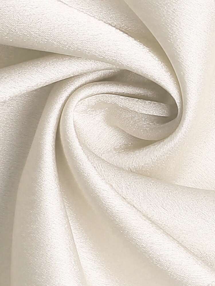 Islaluna Mock Neck Batwing Sleeve Satin Blouse - Apricot - View 3
