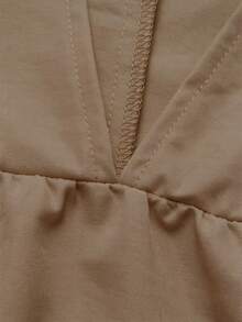 Linhara Blusa elegante da donna con colletto alla coreana e maniche a sbuffo, adatta per appuntamenti, pendolarismo, ufficio, tè pomeridiano con amici - Caffè Marrone - Visualizzare 4