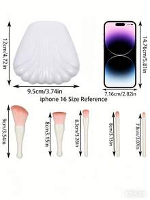 5Pcs 1Set White Shell Pattern Makeup Brush Set With Mirror Portable Mini Makeup Brush Boxed Multi Function Paint Powder Blusher Brush Professional Makeup Kit Complete Makeup Gift Set - Multicolor - View 3
