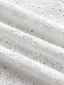 少女白色针织休闲百搭镂空褶皱A字迷你裙，适合夏季穿着 - 白色 - 查看 4