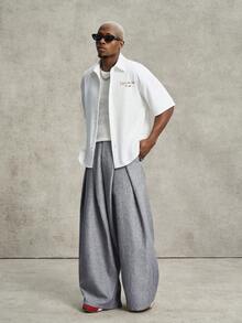 PAVTROS Men's Casual Letter Flocked Front Button Short Sleeve Shirt, Summer Funny Shirt Shirt With Text Custom Shirt Personalised Shirt - White - View 5