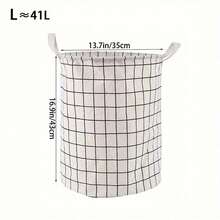 Household Laundry Basket, Gift Storage Basket, Toy Storage Bucket, Checkered Fabric Laundry Basket, Large Foldable Waterproof Storage Basket, Suitable For Bathroom, Bedroom, And Other Room Storage Needs. - White - View 12