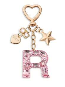 Llavero con letra linda, llavero rosa con diamante, llavero colgante de letra mayúscula de resina con lámina, llavero elegante, regalo para mujer, decoración de billetera, Día del Padre, Día de la Madre, regalo de cumpleaños, regalo festivo de Acción de Gracias y Navidad. - Polvo de diamante - Ver 18