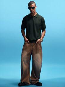 NobleFwd 复古 Y2K 街头风宽松棕色水洗休闲筒状牛仔裤（男士款） - 棕色 - 查看 5