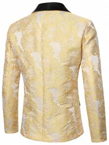 Manfinity AFTRDRK Áo khoác vest nam tay dài, chất liệu jacquard, cài một hàng khuy, kiểu dáng thường ngày, đa năng. - Màu vàng - Xem 2
