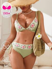 Bộ bikini móc len dành cho nữ, thích hợp cho kỳ nghỉ biển. - màu xanh lá - Xem 1
