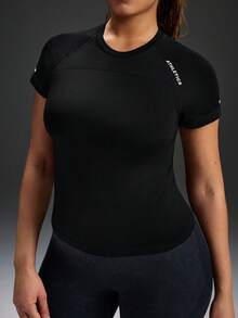 Voyena Plus Size Women Letter Print Fashionable Versatile Round Neck Sports Tank Top - Black - View 7
