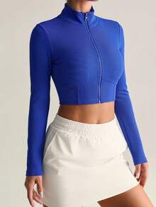 SHEIN Daily&Casual 女士运动夹克 - 藍色 - 查看 2