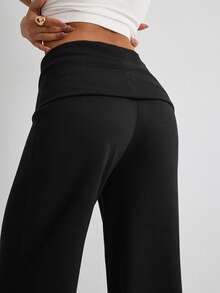 Women's Solid Color Casual Versatile Daily Wear Pants - Black - View 5