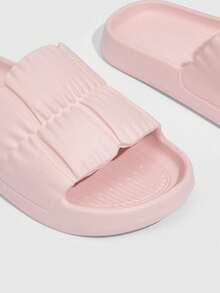 适合夏季万圣节的女士纯色软底家居拖鞋 - 粉色 - 查看 4