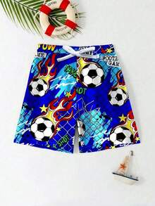 Tween Boys Casual Loose Fit Printed Beach Shorts, Suitable For Summer, Beach, Outdoor, Swimming - Multicolor - View 5