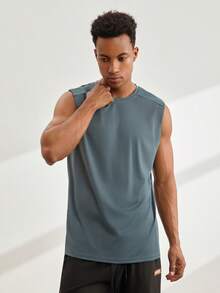 Driftmere Men Solid Tank Top Gym - Blue - View 7