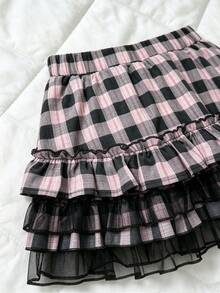 2件套甜美风领结衬衫和格子多层蛋糕裙套装 - 彩色 - 查看 5