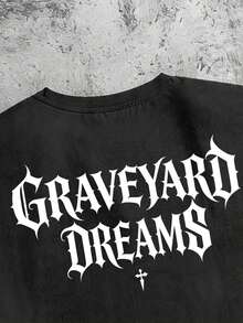 Torvinic 宽松街头时尚哥特十字架标语黑色背心 - 黑色 - 查看 2