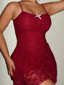 Maria Perezxox Elegante abito estivo rosa in pizzo di design di nicchia, con spalline sottili, mini abito dolce per feste di donne - Bordò - Visualizzare 6