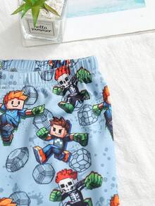 Set Piyama Musim Panas Modis 2pcs/Set Atasan Lengan Pendek dan Celana Pendek Rajut Motif Kartun Lucu, Nyaman, Lembut, Ramah Kulit, Pas di Badan untuk Dipakai di Musim Panas - MultiWarna - View 5