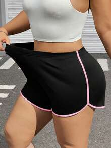 SHEIN EZwear Plus Size Women Elastic Waist Casual Versatile Shorts - Multicolor - View 5