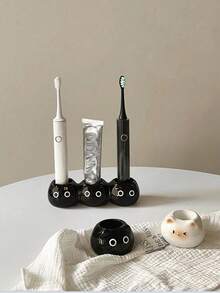 1PC Ceramic Cute Siamese Cat Electric Toothbrush Holder Stand Organizer For Couple Toothpaste Placement Bathroom Countertop Home Decor Bathroom Storage Gift Fall Decor Back To School Bathroom Accessories Cat Lover Gift - Multicolor - View 5