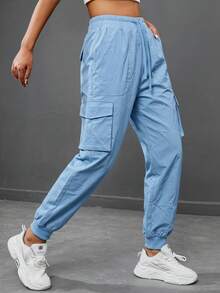 SHEIN Women Sports Pants - Dusty Blue - View 2