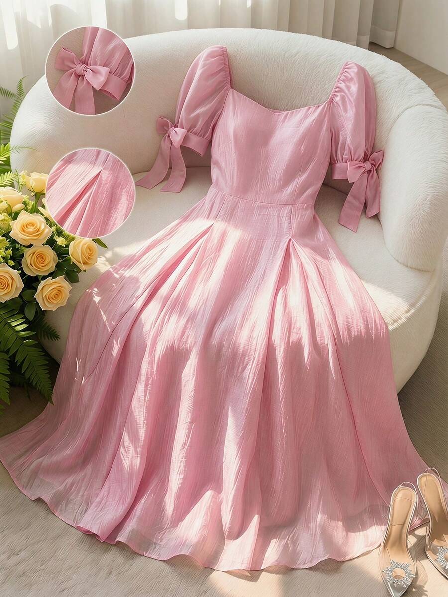 Modelyn Romantic Elegant Puff Sleeve A-Line Dress For Women