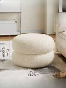 Modern Donut Ottoman Round Stool, Fleece Upholstered Vanity Stool, Soft Padded Footstool For Living Room & Bedroom - Multicolor - View 7