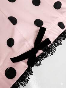 Maweii Plus Size Summer Casual Polka Dot Print Leggings - Pink - View 5