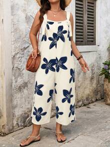 EMERY ROSE Plus Size Women Floral Print Casual Jumpsuit Pants - Multicolor - View 3