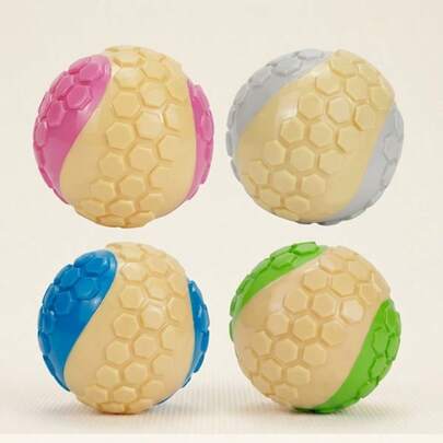 PETSIN 1PC TPR Multi-Color Striped Sound Ball 6cm Dog Toy For Pet Interaction - Great For Dogs Who Love To Play