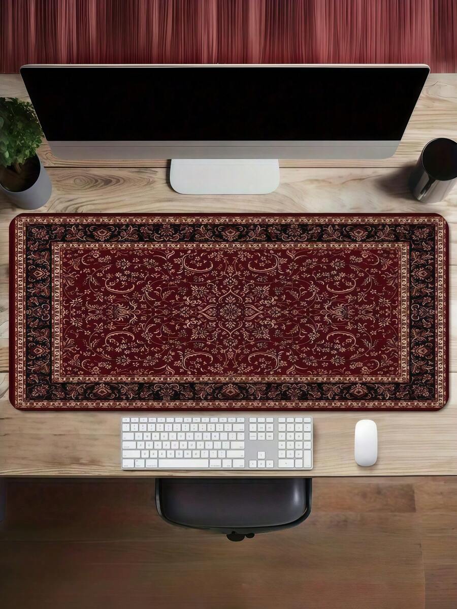 1 Tấm lót chuột phong cách Bohemian cổ điển - Thảm lót bàn chơi game cỡ lớn màu đỏ với đế cao su chống trượt, tấm lót bàn phím XXL, quà tặng cho bạn bè. - Nhiều màu - Xem 1