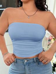 GalTyme Top tubo de uso versátil y casual de unicolor con pliegues para mujer de talla grande