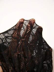 Bare Chapter 女士性感连体睡衣，黑色蛇纹图案，诱人网纱露背设计 - 黑色 - 查看 11