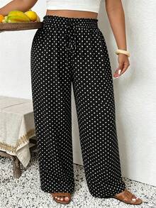 SHEIN Frenchy Quần chấm bi dáng rộng, thích hợp cho mùa hè. - Nhiều màu - Xem 5