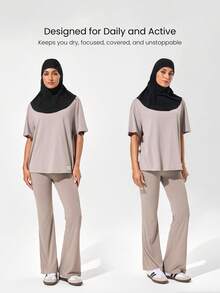 GLOWMODE Goal Chaser Stretchy Sweat-Wicking Breathable Reflective Adjustable Tie Mesh Performance Hijab Headscarf Running Training Gym Daily Active - Black - View 4