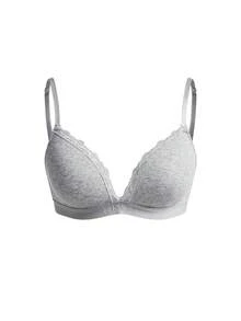 Ocili Women's Solid Color Letter Print Adjustable Strap Bra - Light Grey - View 9