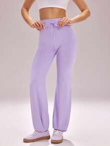 Dewbera 女士紫色高腰运动裤 - 紫色 - 查看 4