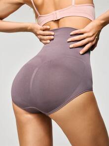 SHAPORA Women's Simple Solid Color High Waist Seamless Shaping Bottoms - Purple - View 4