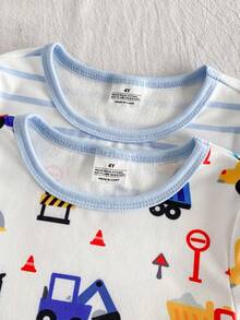 SHEIN 4pcs/Set Piyama Anak Laki-Laki Motif Kartun Mobil Lucu, Pas Badan, Kasual, Pakaian Rumah Musim Panas - MultiWarna - View 6