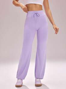 Dewbera 女士紫色高腰运动裤 - 紫色 - 查看 1