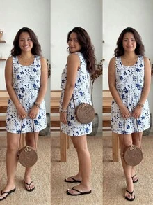 Enliva Váy Maxi Maxi Không Tay Thanh Lịch In Hoa Giản Dị, Váy Ôm Dáng Rộng Cho Nữ Cỡ Lớn Đi Biển Mùa Hè - Nhiều màu - Xem 4