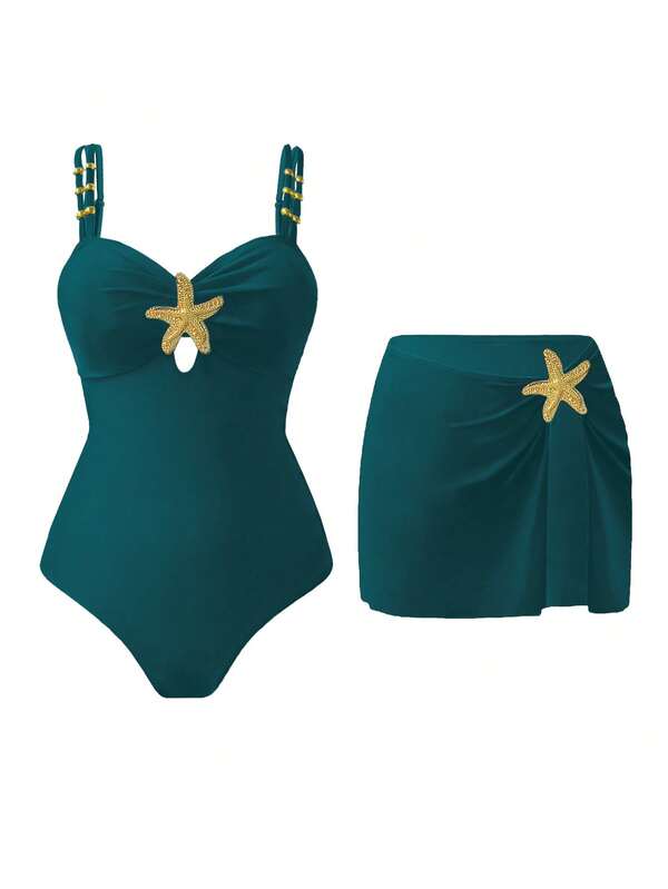 Swim Oasis Women's One-Piece Pentagram Decor Cute Casual Vacation 2 Pieces Swimsuit