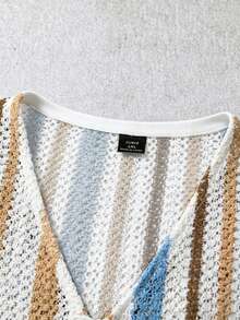 SHEIN LUNE 大码女式夏季休闲系带短袖衬衫 - 彩色 - 查看 3