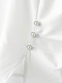 GlowEve CURVE Áo sơ mi cổ bẻ thanh lịch và thời trang cỡ lớn, thiết kế thắt eo, thoải mái cho các buổi hẹn hò và đi làm. - trắng - Xem 5