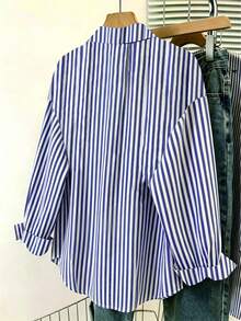 Resyla 女士仿牛仔拼接休闲长袖衬衫 / 夏季 - 彩色 - 查看 2