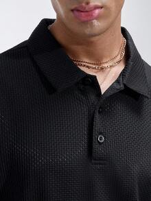 NobleFwd Men's Summer Solid Short Sleeve Casual Polo Shirt For Commute - Black - View 5